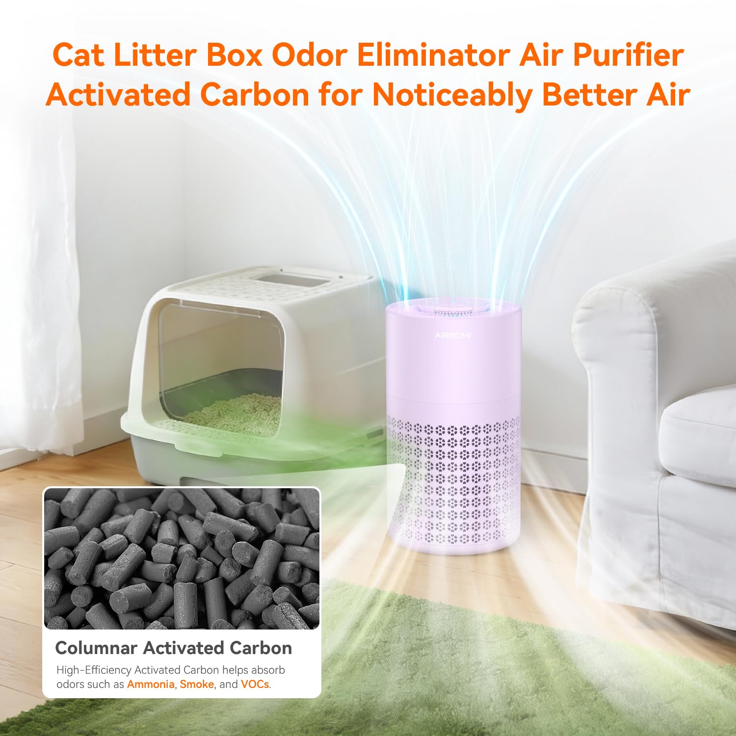 AirROMI A2001 helps reduce pet hair and odors in living spaces