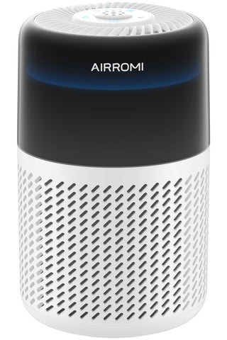 AirROMI A2005 front view in white; compact for small bedrooms.