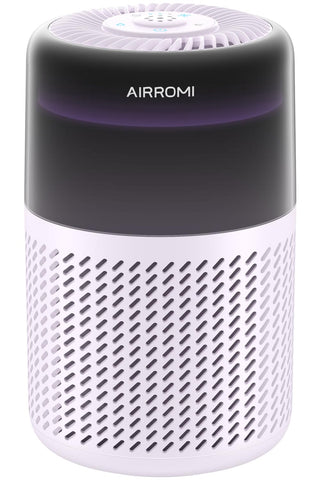 AirROMI A2005 front view, compact purifier ideal for bedrooms and living spaces.