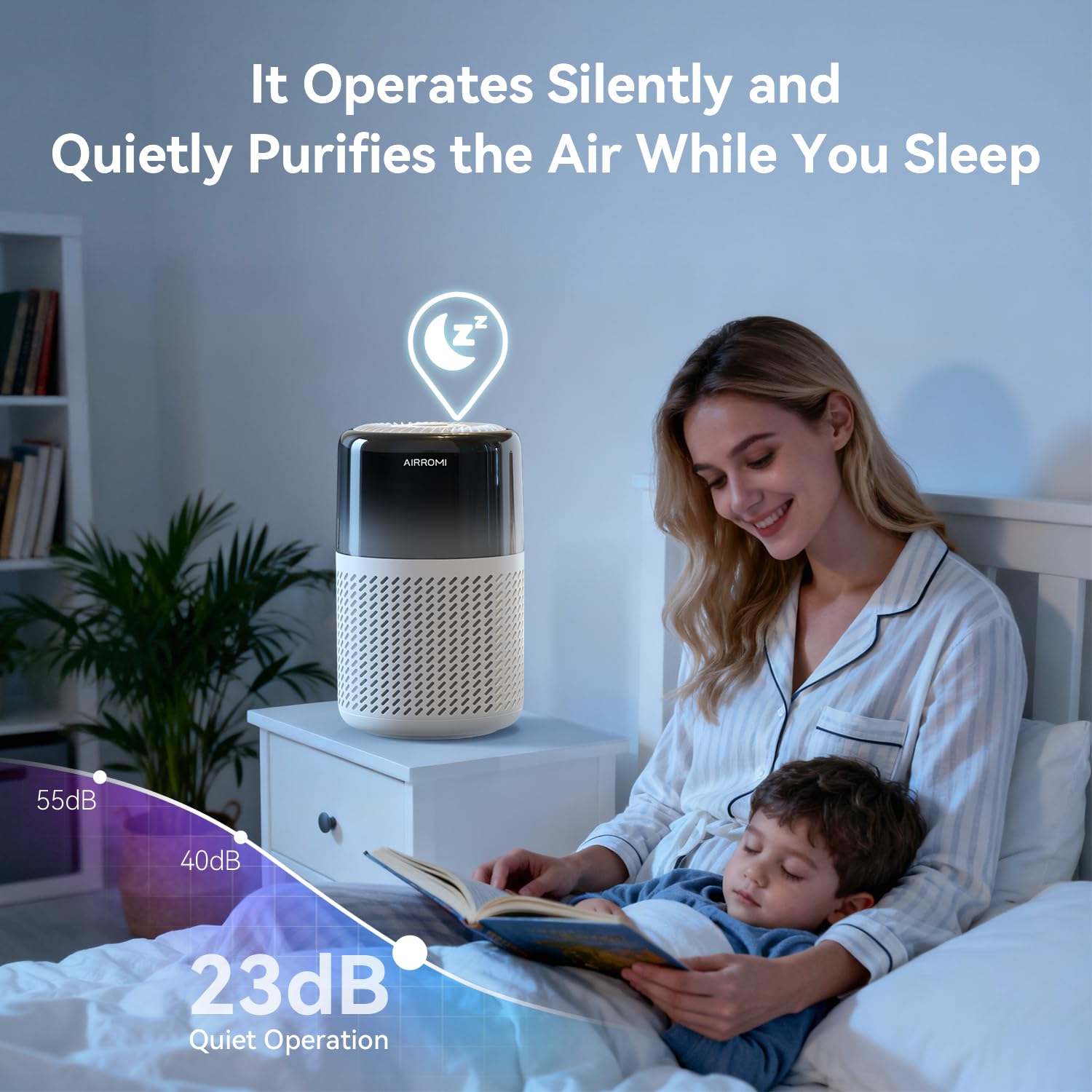 AirROMI A2005 night light with ambient colors for cozy spaces.