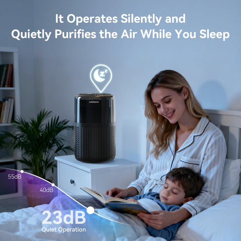 AIRROMI A2005 night light offers seven colors for cozy ambiance.