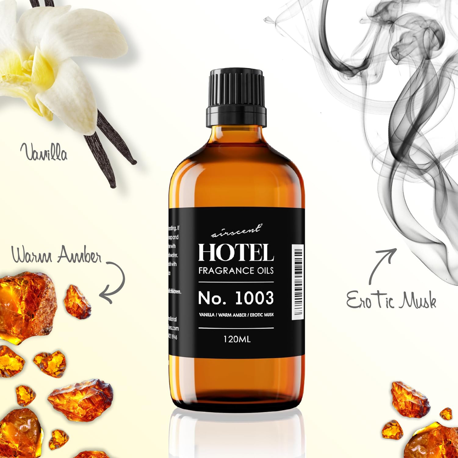 AirScent Hotel Diffuser Oil No. 1003 glass bottle signals premium packaging quality.