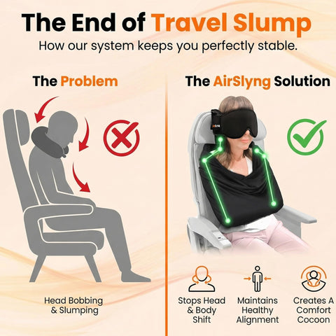 AirSlyng blanket sling provides warmth and steady comfort during travel.