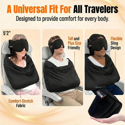 AirSlyng neck-support foam helps align the head on long flights.