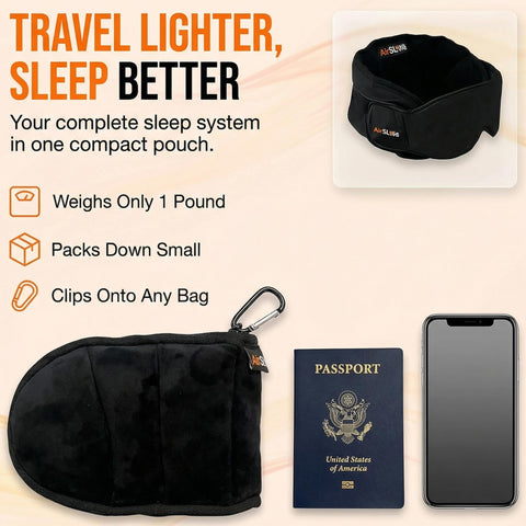 AirSlyng compact sleep kit enhances in-flight rest opportunities.