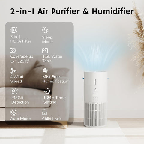 Airthereal AEH300 side view with sleek controls and quiet operation