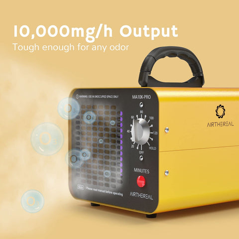 Airthereal MA10K-PRO timer control for customizable ozone sessions.