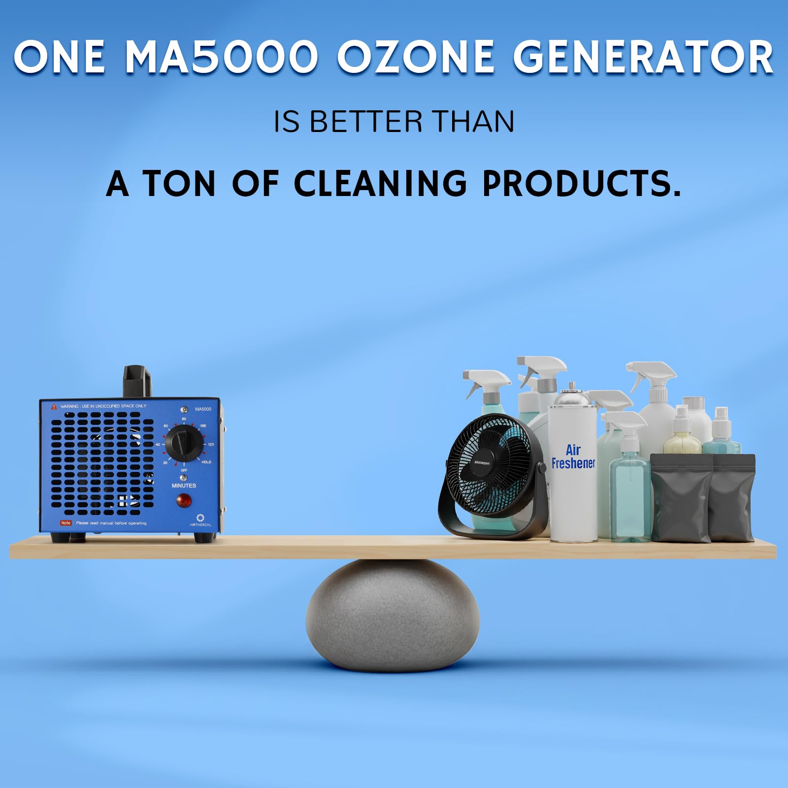 Airthereal MA5000 timer display enabling easy scheduled deodorization.