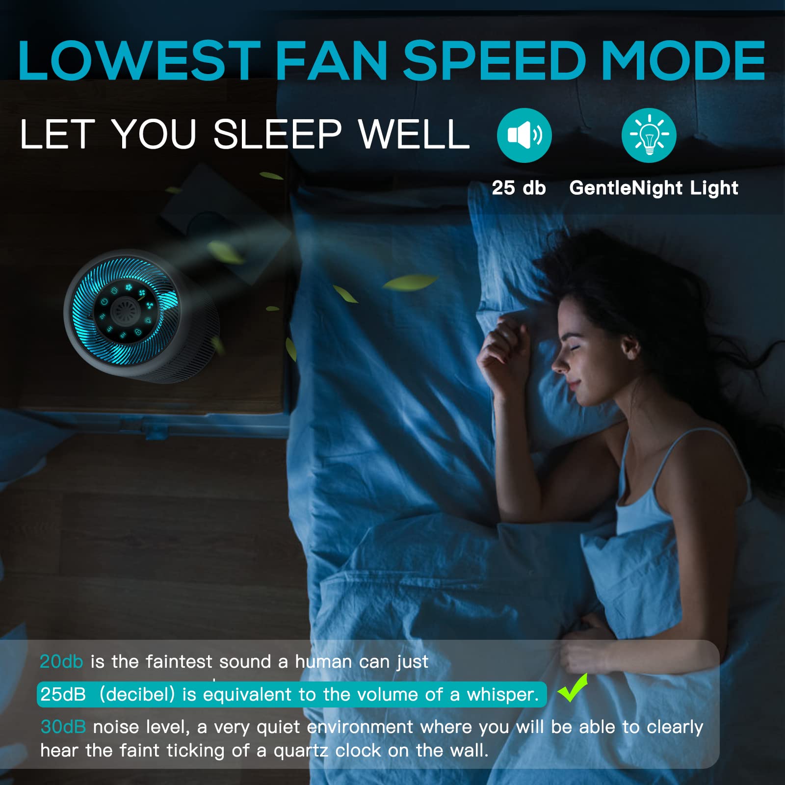 AIRTOK 2-Pack Air Purifier three-speed timer for energy saving