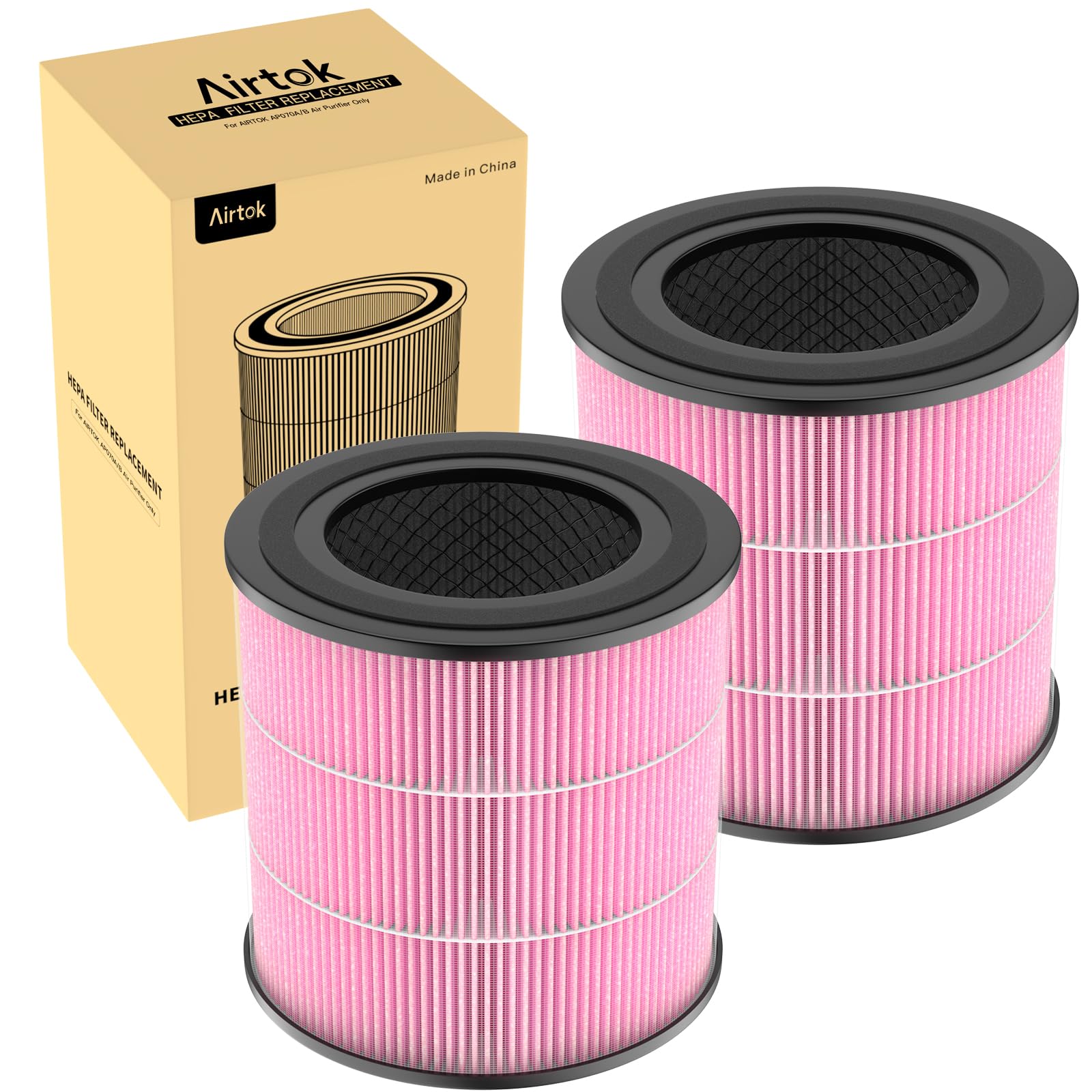 AIRTOK AP0601 pink 5-in-1 filter close-up for pollen and pet odor filtration