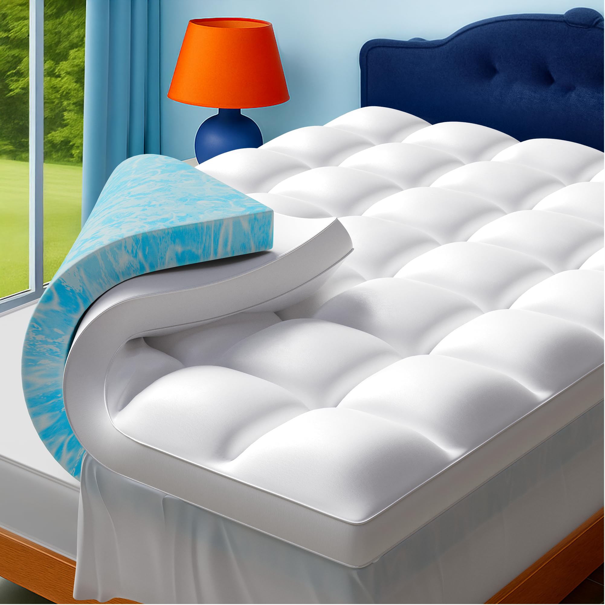 Airtree Queen dual-layer topper demonstrates adjustable firmness for personalized comfort.