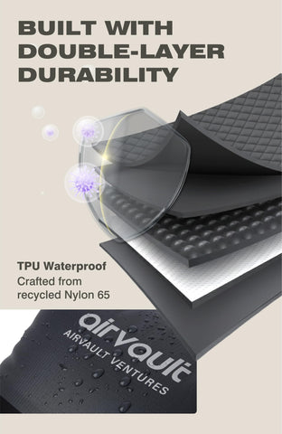 AirVault bags compact size fits easily in backpacks and suitcases.