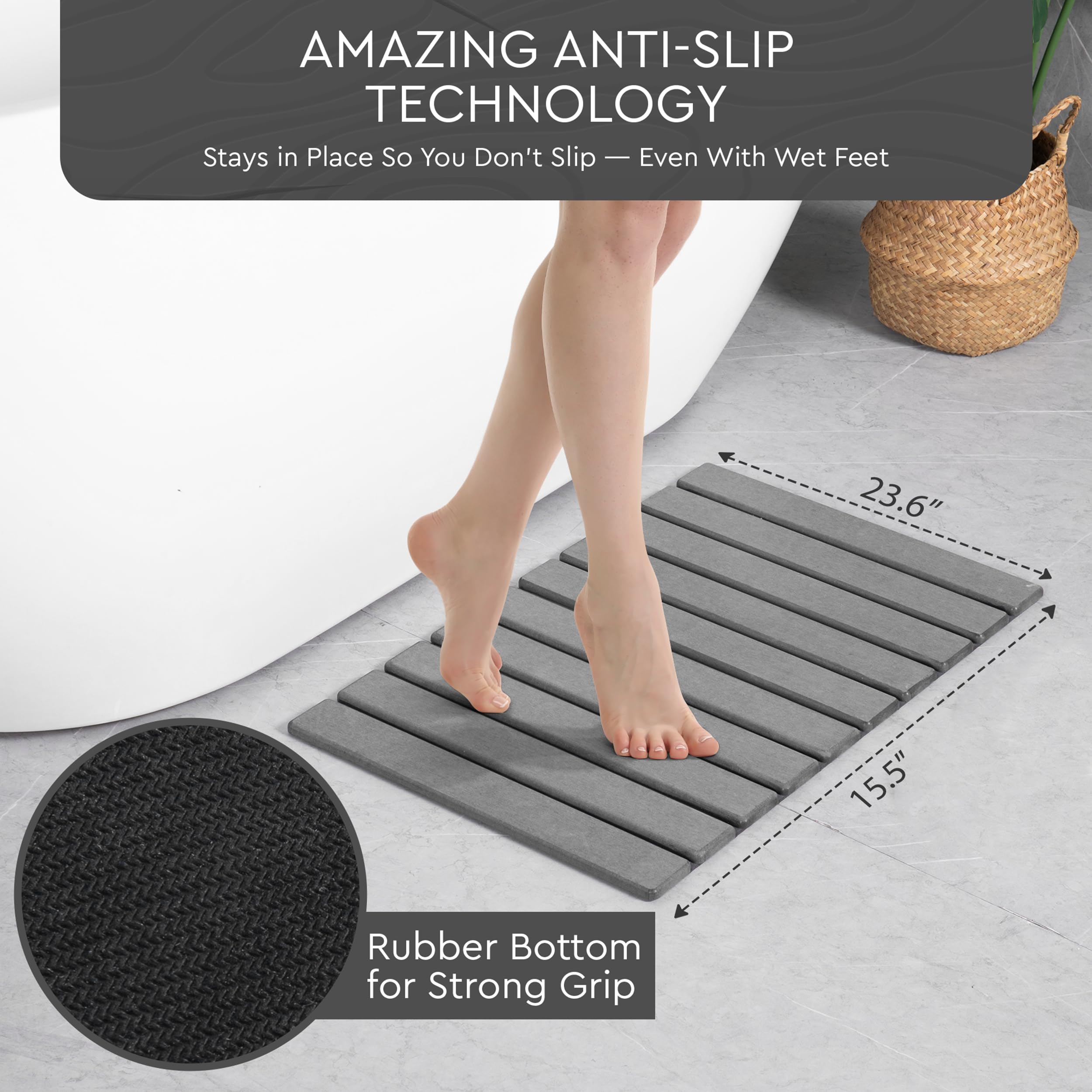 Airviv diatomaceous earth mat absorbs water on contact for a drier floor