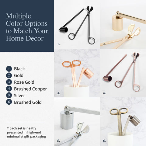 Airy Abode Wick Trimmer in brushed gold for premium look and control