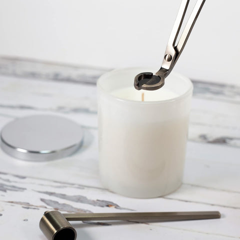 Airy Abode Wick Trimmer in gold for elegant candle care