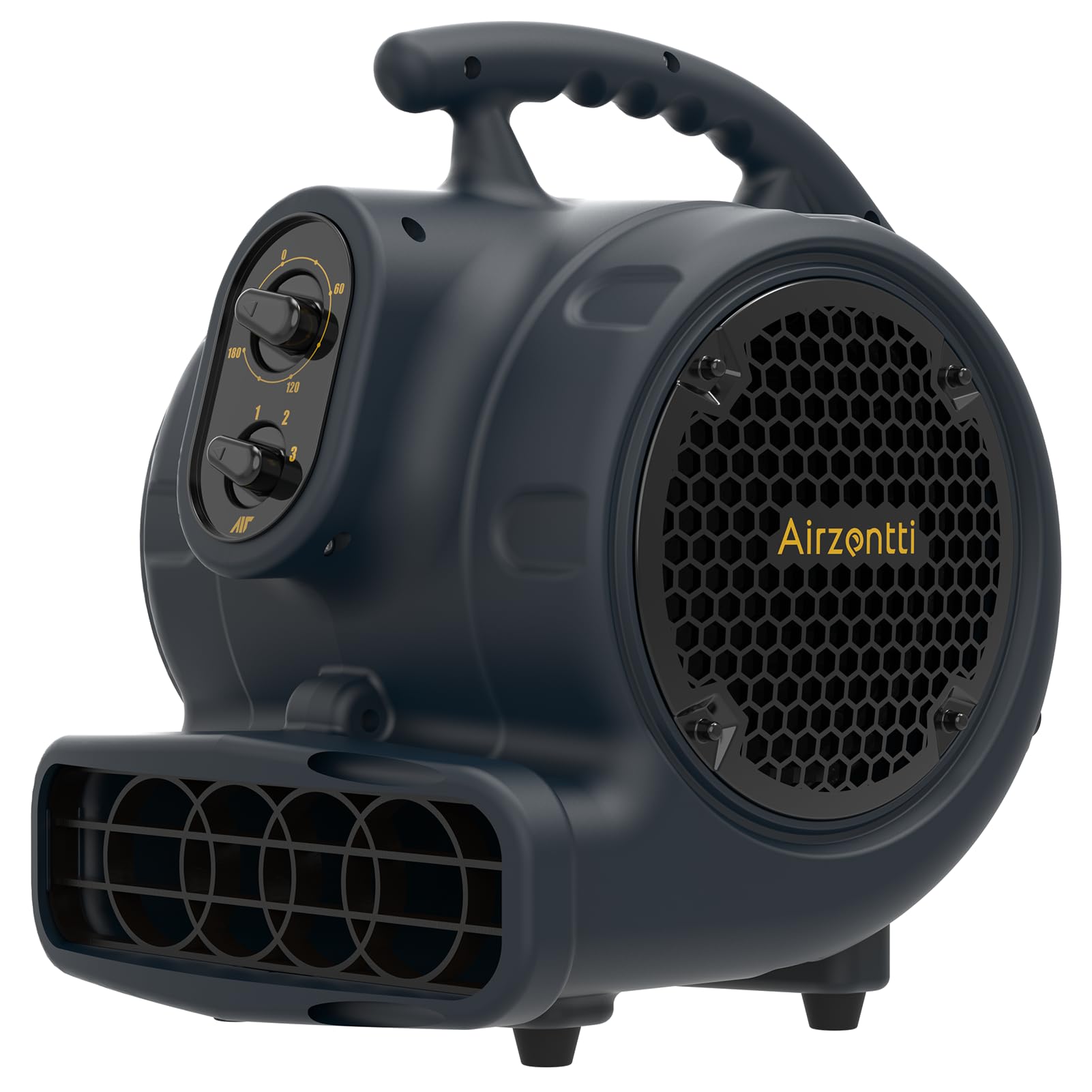 Airzentti 1100CFM air mover front view showing powerful drying capability