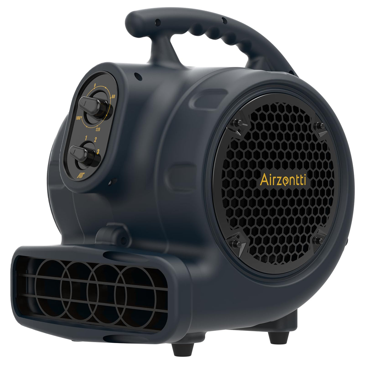 Airzentti 1100CFM air mover front view showing powerful drying capability