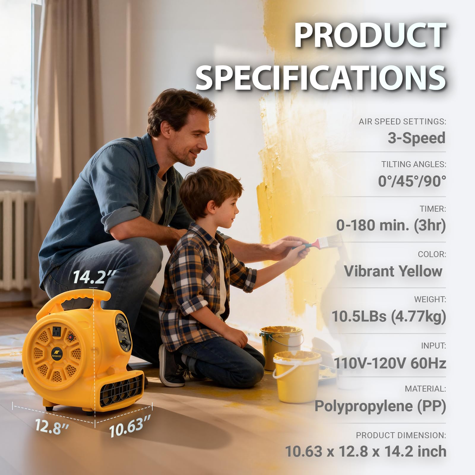 Airzentti Air Mover auxiliary outlet powers extra equipment on site.