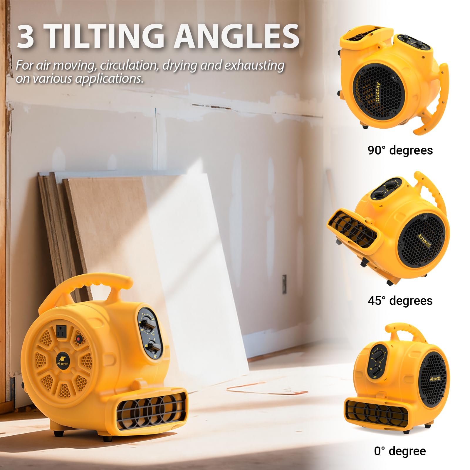 Airzentti Air Mover rear view with 10 ft cord for hard-to-reach areas.