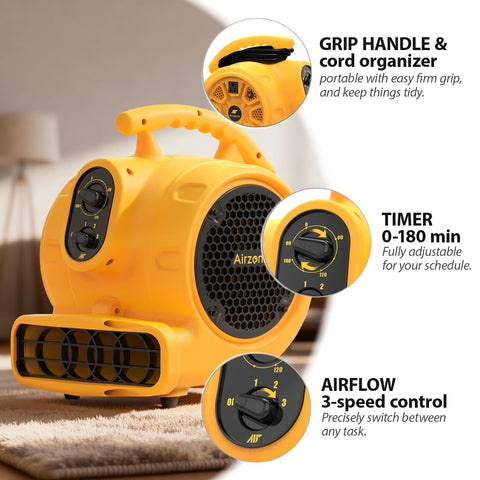 Airzentti Air Mover side view with 45-degree tilt for targeted airflow.