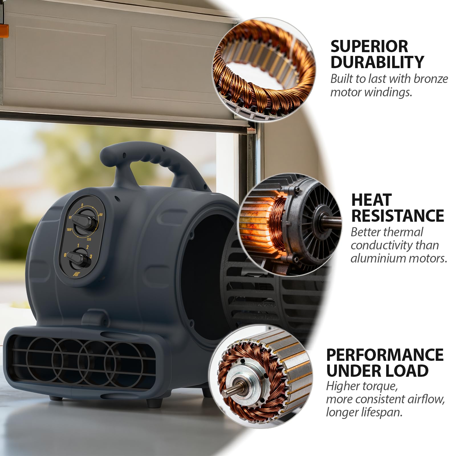 Airzentti compact dimensions of the air mover fit tight spaces