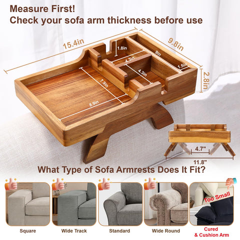 AISONGDONG arm-tray with cup holders secures beverages while you relax on the sofa.
