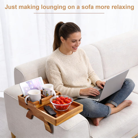 AISONGDONG foldable desk tray converts your armrest into a compact workspace.