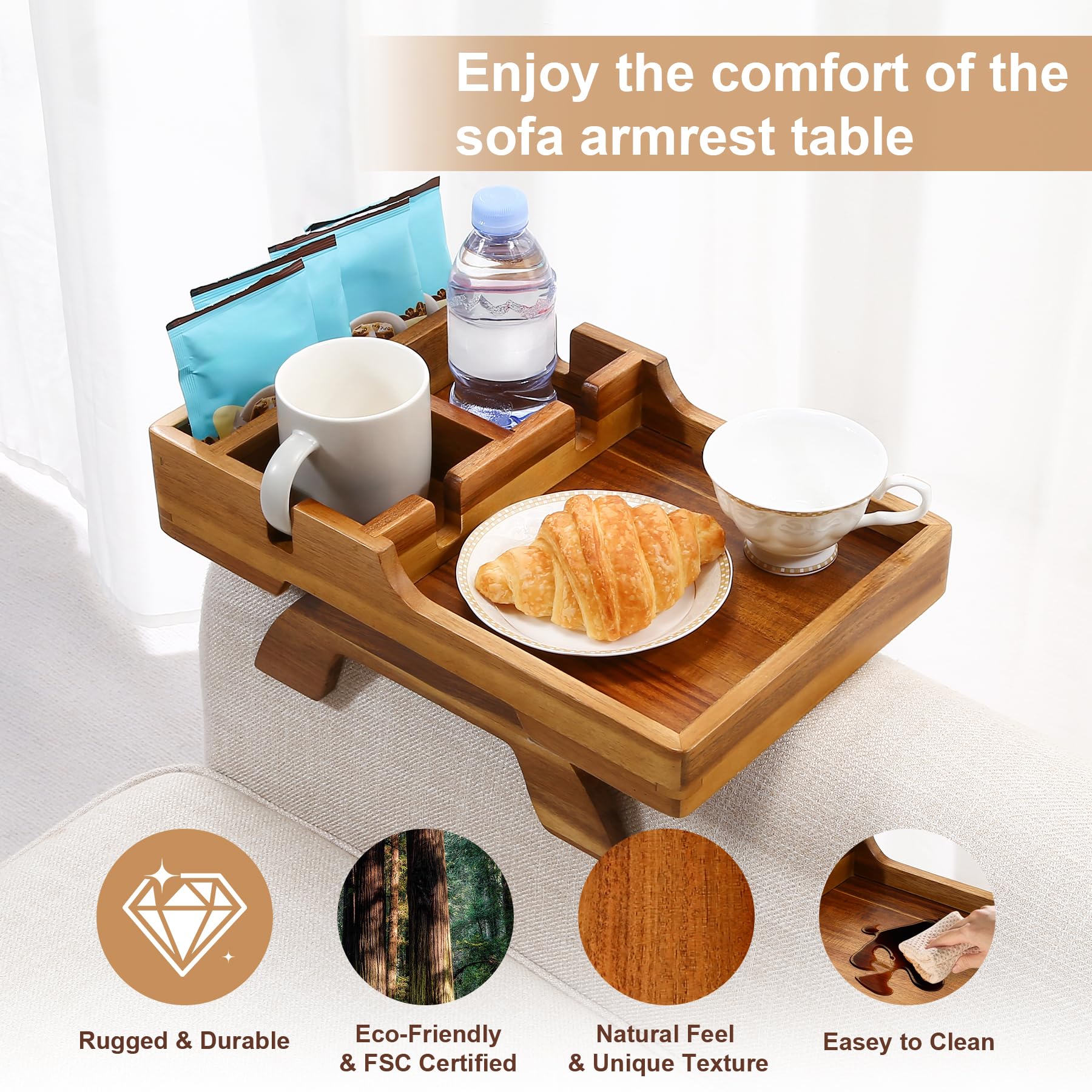 AISONGDONG dual-use design supports cups and devices within arm's reach.