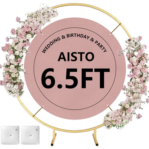Aisto round backdrop stand arch in gold for wedding balloon garland backdrop