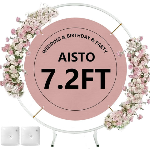 Aisto round backdrop stand arch creates an elegant wedding backdrop with balloons.