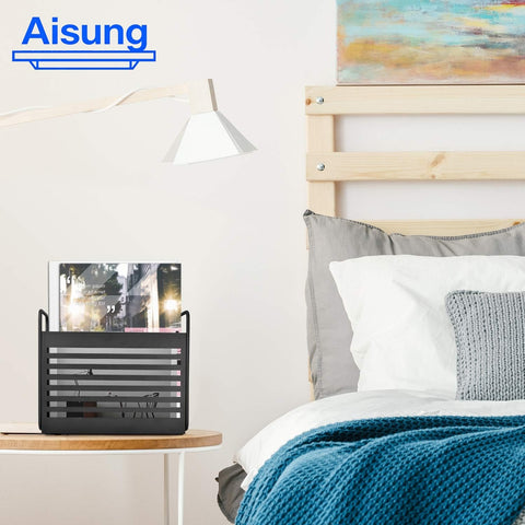 Aisung Magazine Rack by entryway sorts mail and catalogs for quick access.