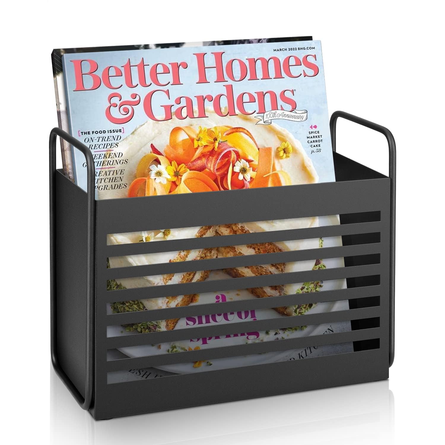 Aisung Magazine Rack front view shows sturdy metal construction for organized living spaces.