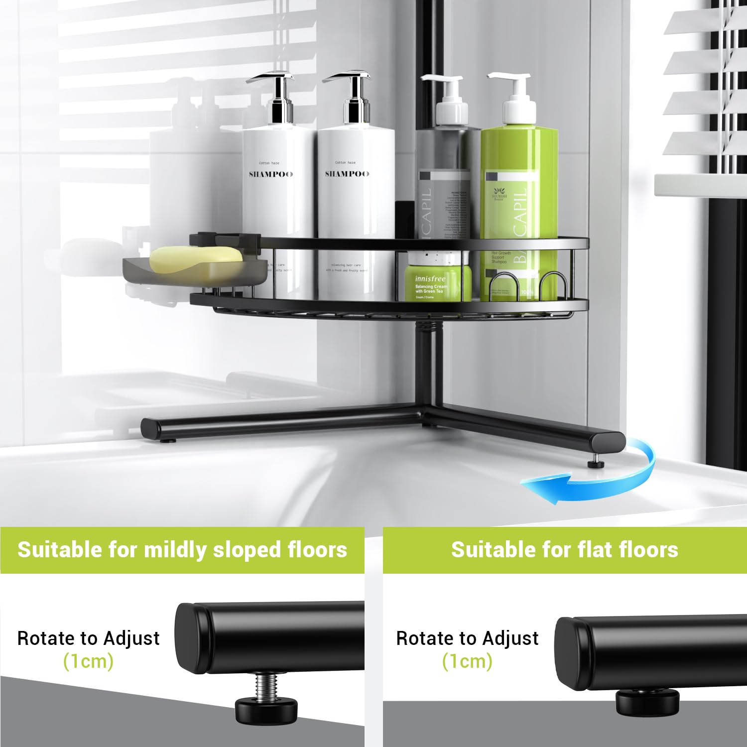 Aitatty adjustable storage baskets hold bottles and tools with flexible height.