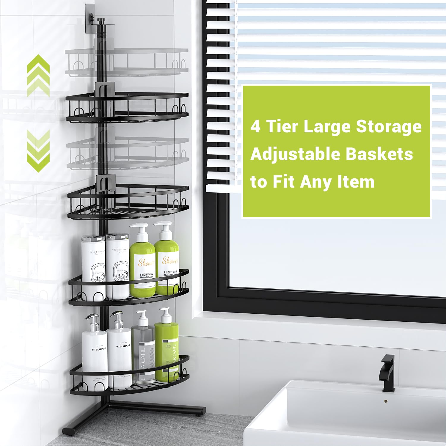 Aitatty multi-use corner caddy fits shower, kitchen, and laundry spaces.