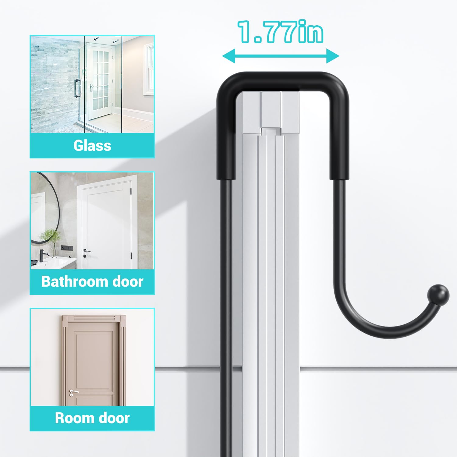 Aitatty over-the-door shower caddy anti-slip top protecting doors and preventing movement.