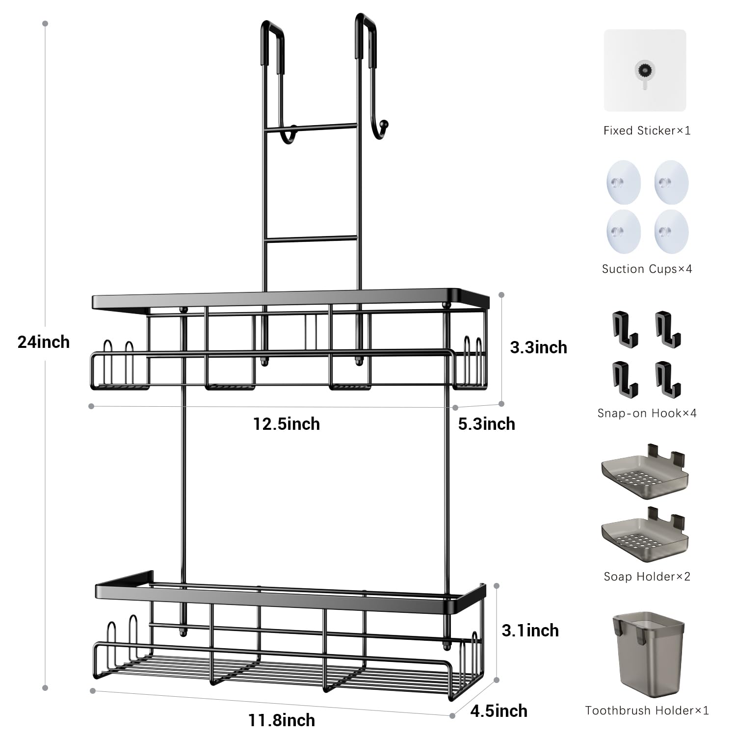 Aitatty over-the-door shower caddy easy install shown tool-free setup.
