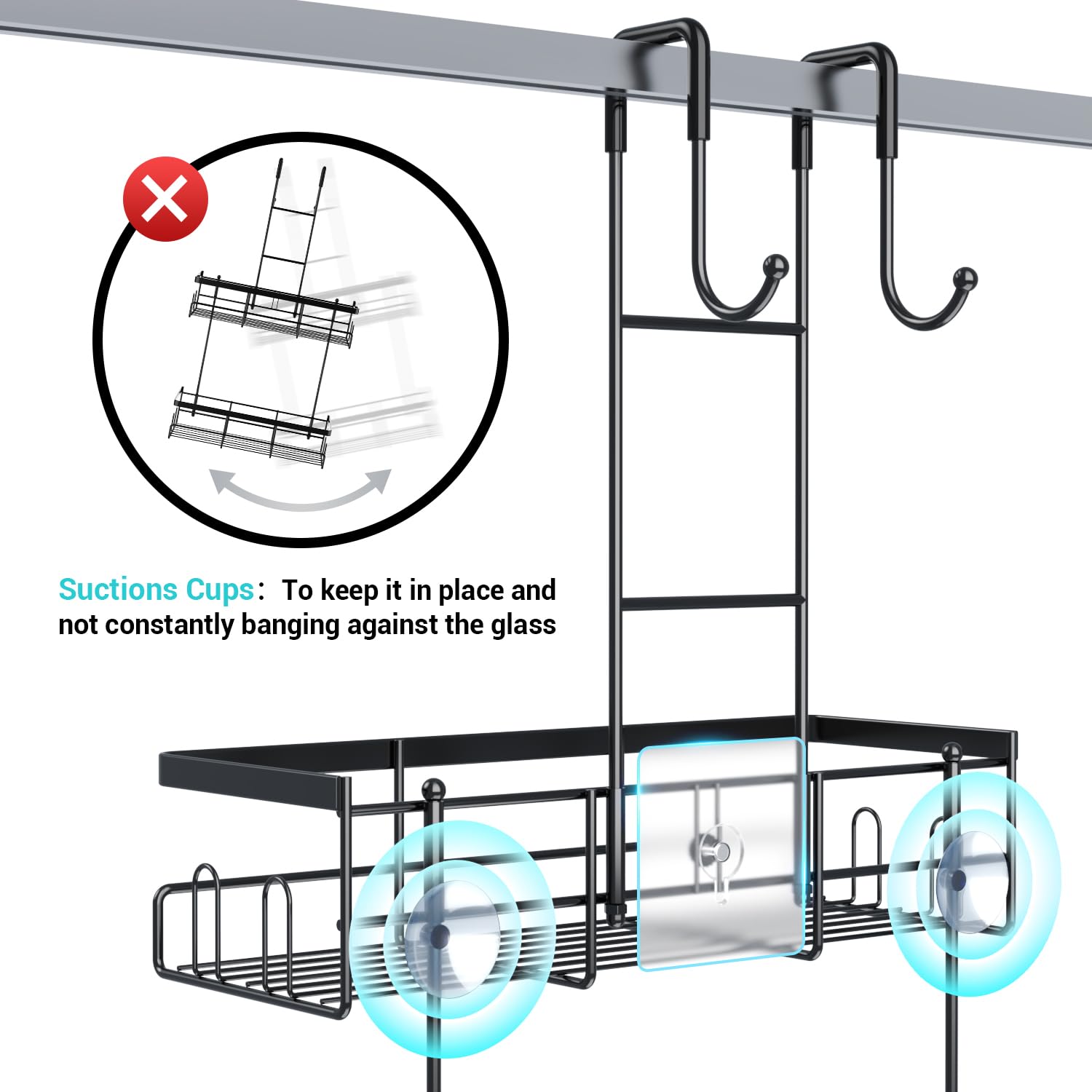 Aitatty over-the-door shower caddy organized shelves shows 2-tier design for toiletries.
