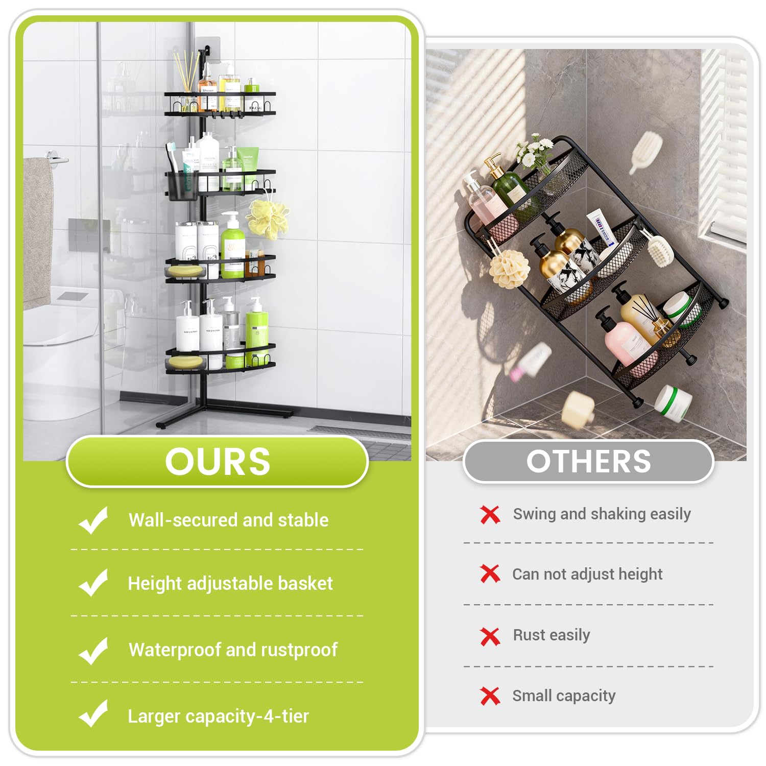 Aitatty rustproof 304 stainless steel caddy resists moisture and daily wear.