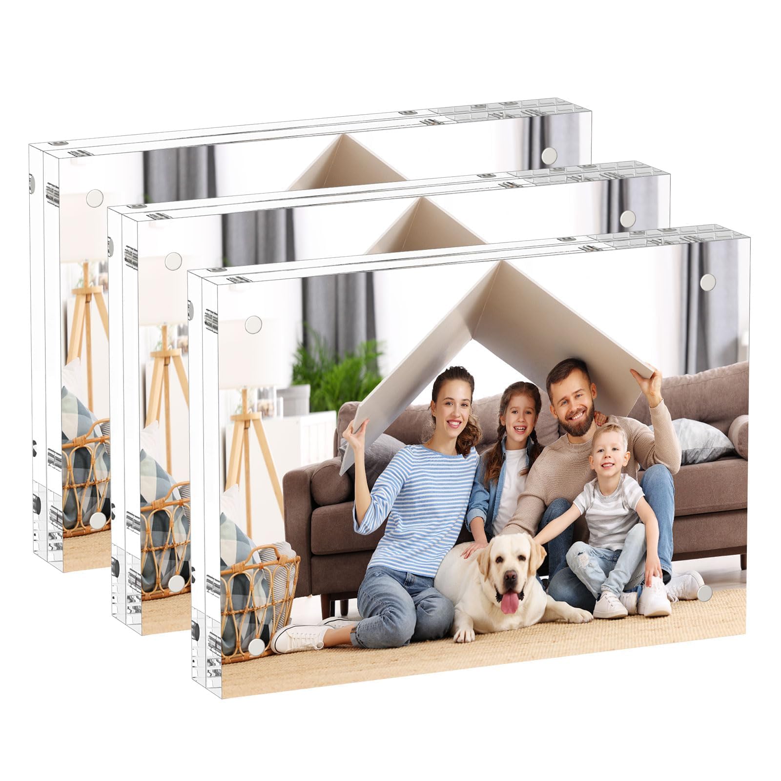 AITEE 5x7 acrylic frame front view; crystal-clear display with UV protection for lasting memories.