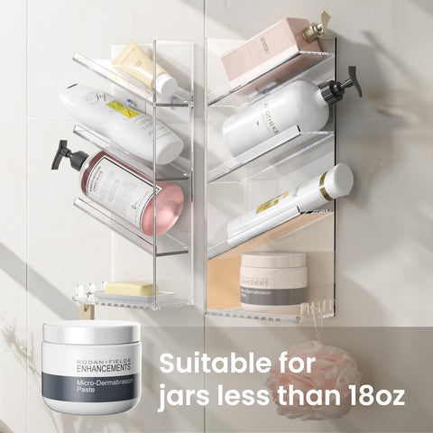 AITEE bottom shelf area holds soap or washcloths for tidy showers