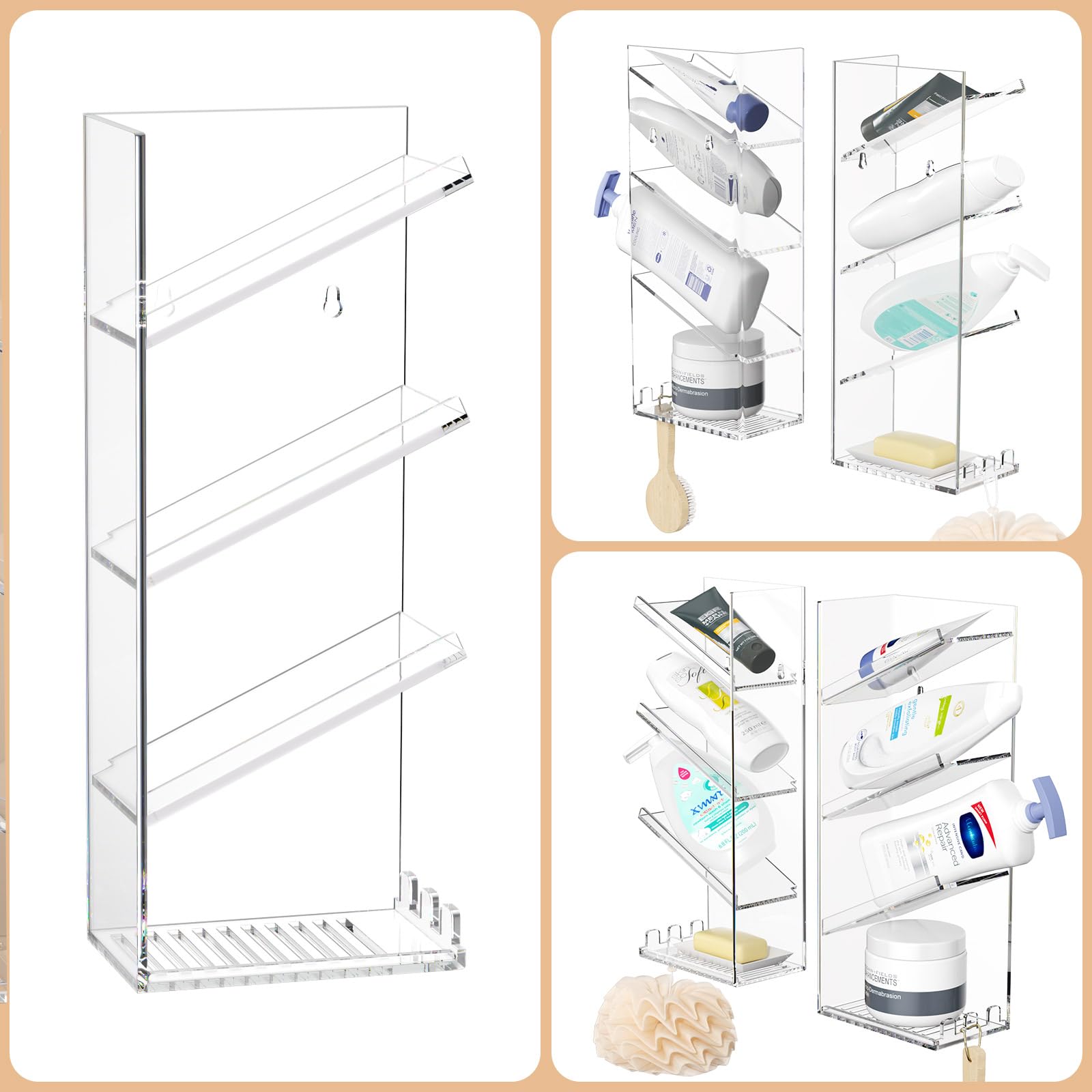 AITEE clear wall-mounted shelf complements any bathroom decor while organizing toiletries