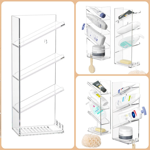AITEE clear wall-mounted shelf complements any bathroom decor while organizing toiletries