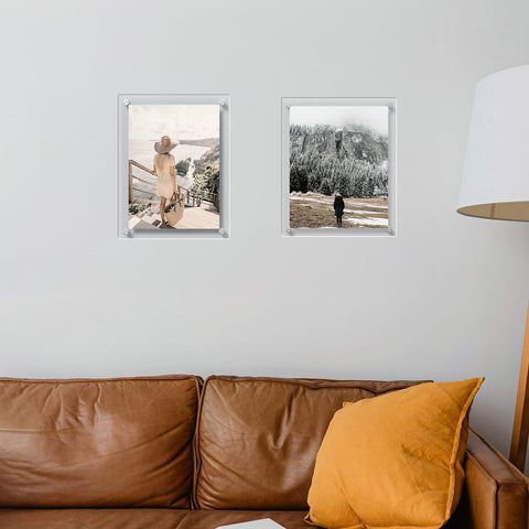 Clear acrylic frame showcases memories with minimal borders and clean lines.