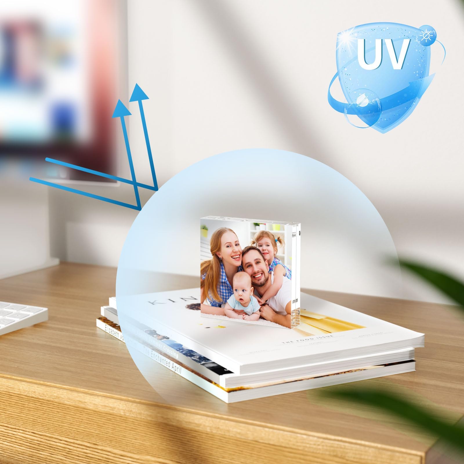 AITEE freestanding acrylic frame suitable for horizontal or vertical setup