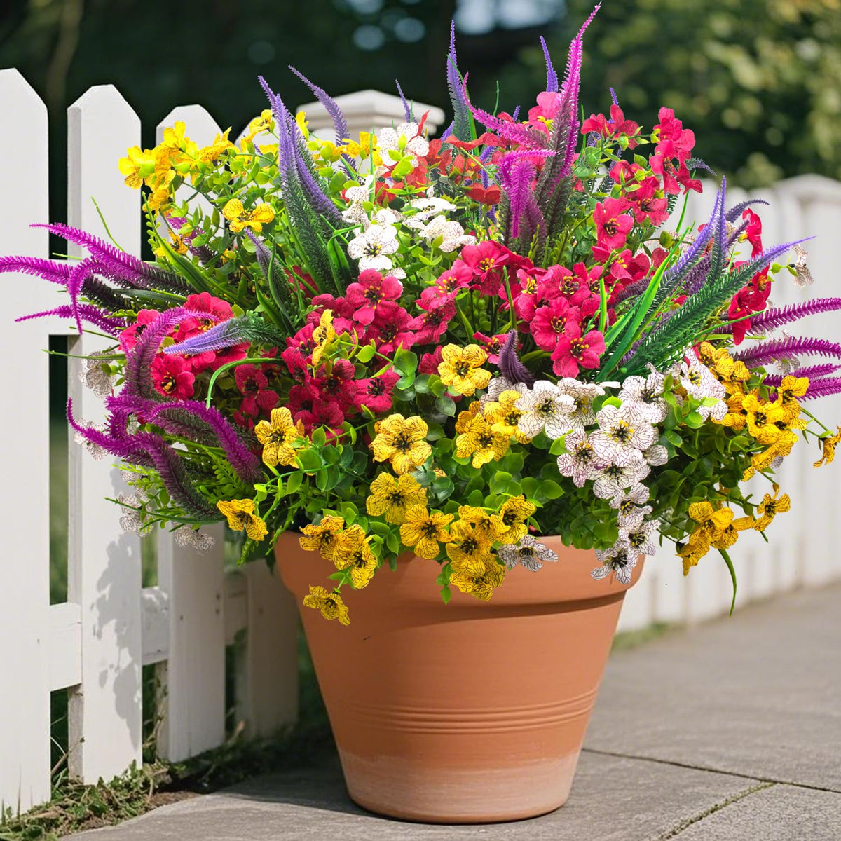 AITISOR 20-pack outdoor artificial flowers for a vibrant garden setup.