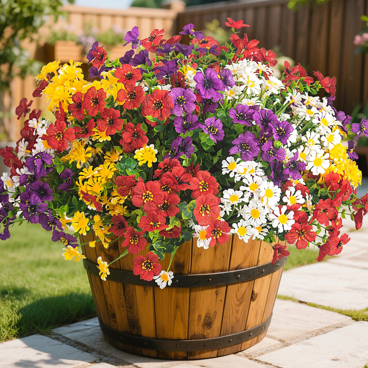 AITISOR window box daisies provide realistic color and weatherproof durability.