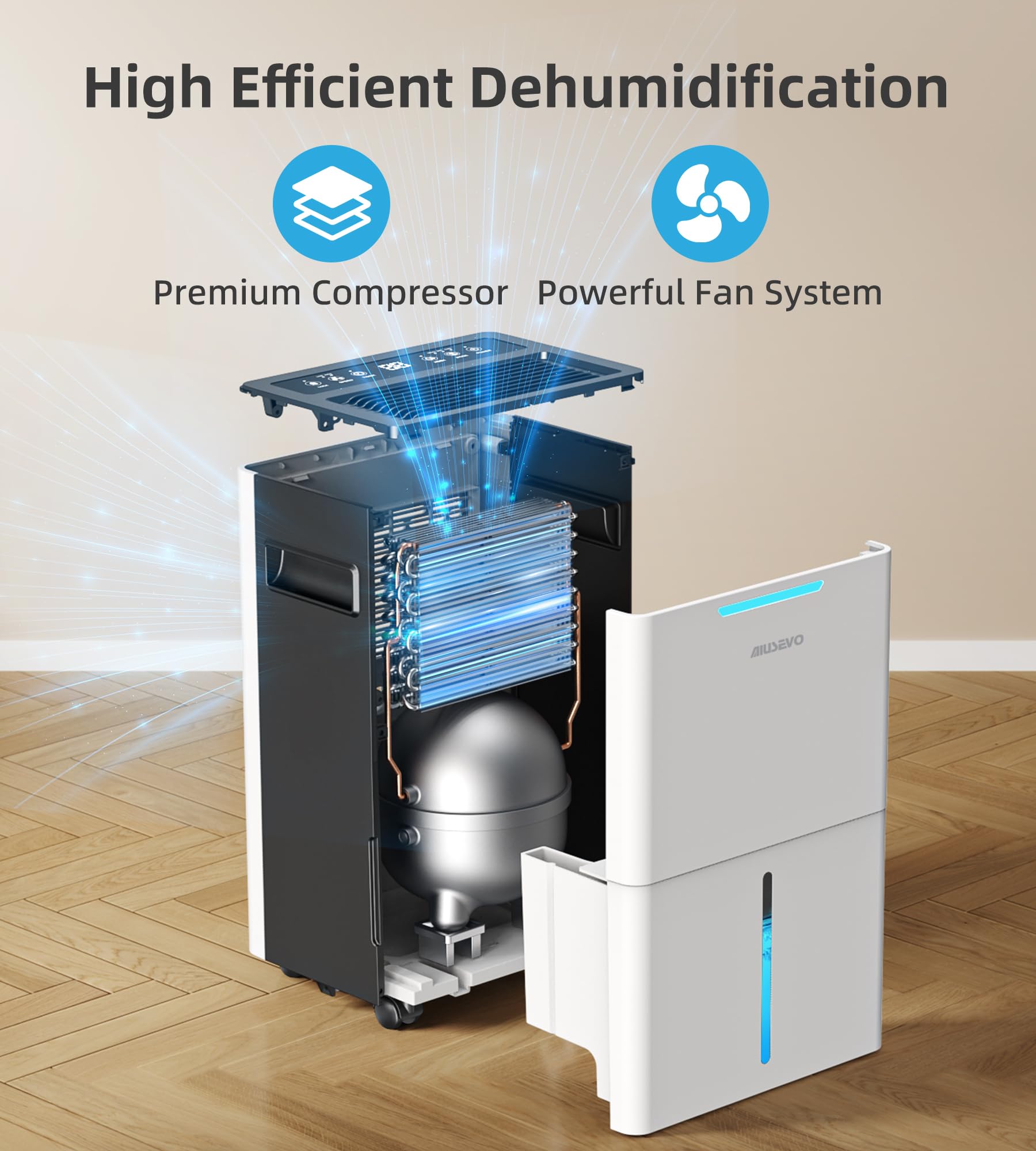 Aiusevo drainage setup with hose shows continuous drainage for hassle-free operation.