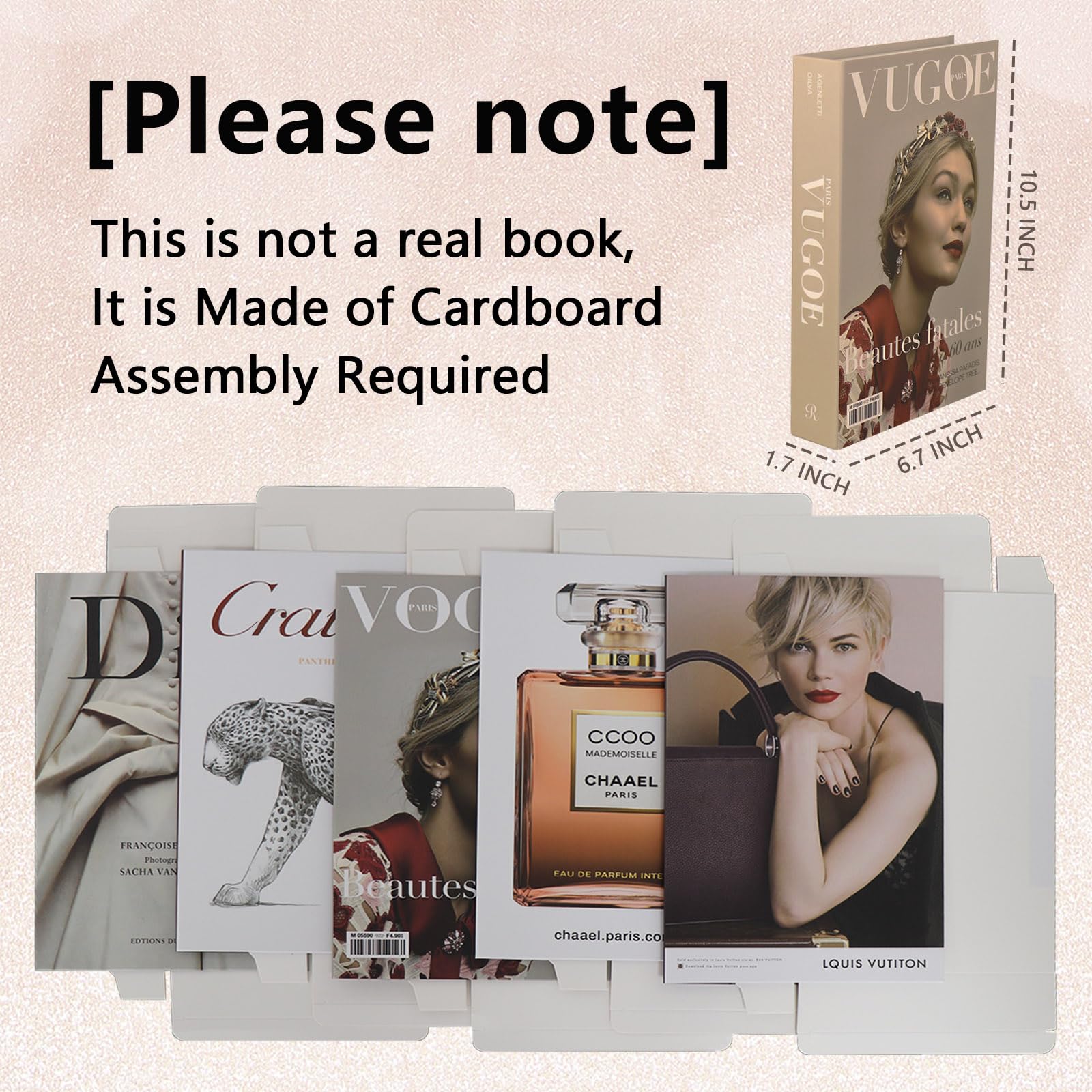 Aiwellkay foldable cardboard book covers close-up highlight lightweight, low-maintenance decor.