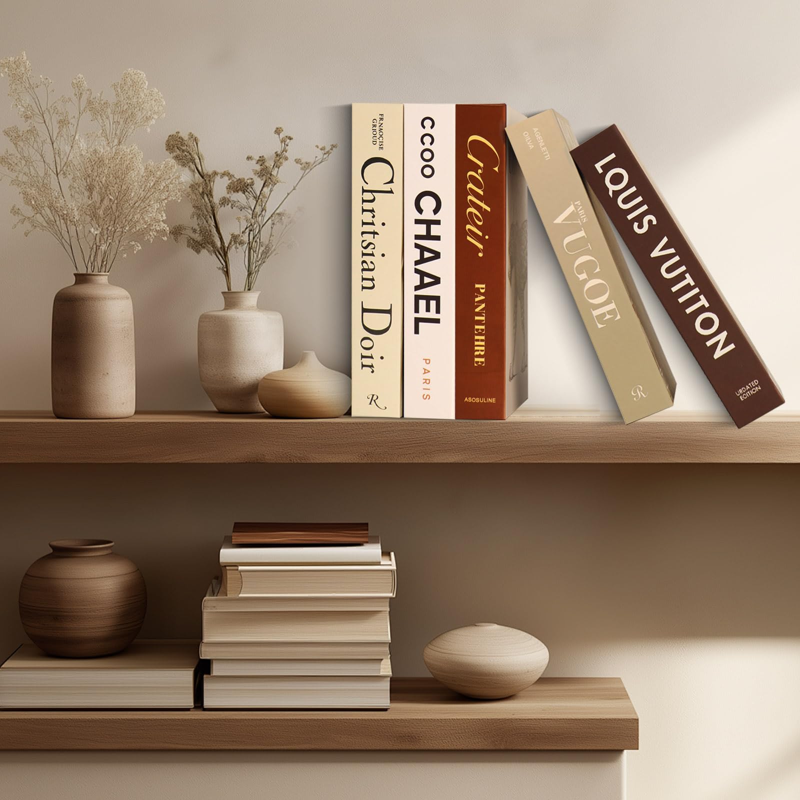 Aiwellkay tv stand decor with faux books creates a stylish focal point.
