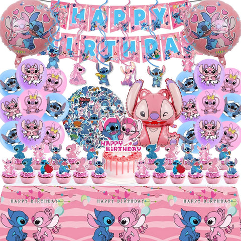 AIXPROBEAD Stitch pink banner for a festive birthday backdrop